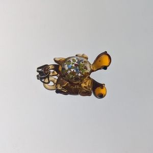 Multicolored Hand Blown Glass Sea Turtle Pendant